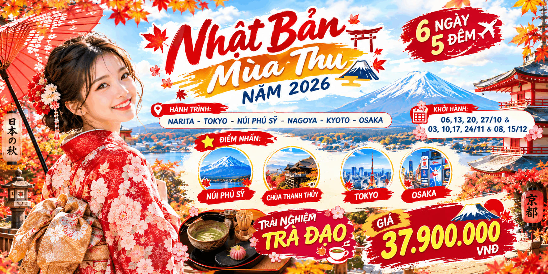 Tour Du Lịch Mùa Lá Đỏ Khám Phá Nhật Bản
